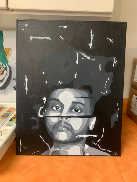 The Weeknd Easy Painting, Album Paintings On Canvas, The Weeknd Painting, Yoriichi Wallpaper, Weeknd Art, Demon Slayer Yoriichi Wallpaper, The Weeknd Drawing, Weeknd Merch, Weekend Painting