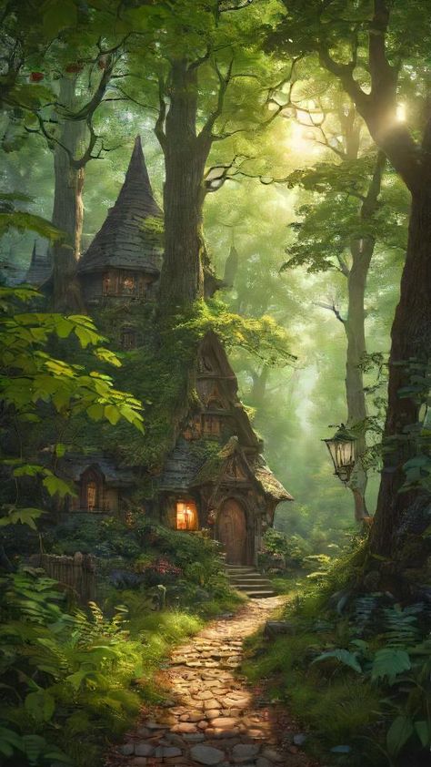 Witch House In The Woods, Ethereal Forest, Witch Cottage, Forest Path, Witch House, Dark Forest, Cabins In The Woods, House In The Woods, Clay Creations