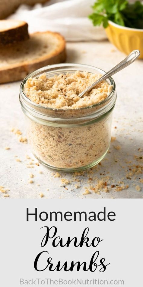 Homemade panko crumbs are a cheap and healthy homemade alternative to store-bought. They're so easy to adapt with different seasonings that can be used for all sorts of delicious recipes. Perfect for vegetables, chicken, fish, seafood, & more! #pankocrumbs #breadcrumbs Diy Panko Bread Crumbs, Homemade Panko Bread Crumbs, Homemade Panko, Panko Recipes, Diy Seasonings, Homemade Bread Crumbs, Einkorn Bread, Homestead Cooking, Bread Crumbs Recipe