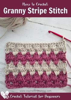 Crochet Granny Stripe Stitch Tutorial Granny Stripe Stitch, Granny Stripe Crochet, Crochet Granny Stitch, Squares Design, Granny Stripe, Squares Crochet, Granny Stitch, Crochet Hack, Design Crochet