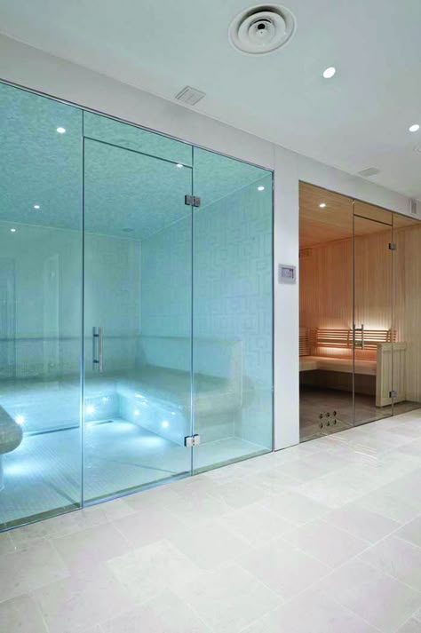 Frameless Glass | Steam Rooms | Sauna Screens | Glasstrends - Frameless Shower Doors, Cubicles, Screens Home Gym Luxury, Home Steam Room, Gym Luxury, Steam Room Shower, Sauna A Vapor, Home Spa Room, Indoor Spa, Piscina Interior, Sauna Steam Room