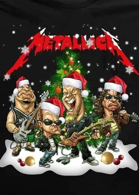 Heavy Metal Christmas, Funny Christmas Puns, Metallica Art, Rock N Roll Art, Iron Maiden Eddie, Rock Band Posters, Heavy Metal Art, Creepy Christmas, Christmas Rock