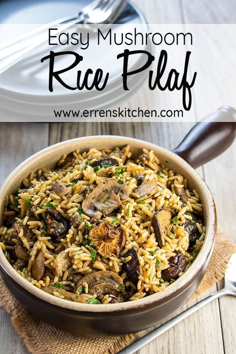 Mushroom Rice Pilaf, Mushroom Pilaf, Vegetable Rice Pilaf, Easy Rice Pilaf, Wild Rice Pilaf, Rice Pilaf Recipe, Pilaf Recipes, Mushroom Rice, Turkey Stuffing