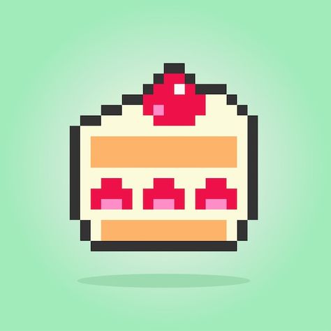 Art Birthday Cake, Cake Birthday Cake, Cake Illustration, Pixel Art Games, A Piece Of Cake, Game Themes, Pixel Art Design, Piece Of Cake, Art Birthday