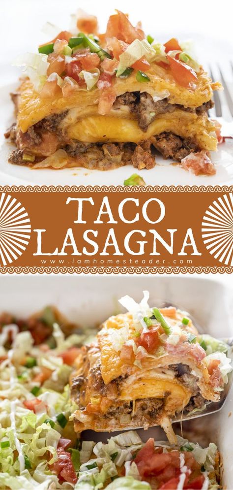 Taco Lasagna Recipe, Food Comfort, Taco Lasagna, Taco Ingredients, Winter Comfort Food, Comfort Food Recipes Dinners, Easy Comfort Food, Best Comfort Food, Winter Dinner