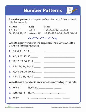 Third Grade Addition Worksheets: Follow the Rules: Number Patterns Maths Patterns, Number Patterns Worksheets, Worksheets For 3rd Grade, Problem Solving Worksheet, Grade 4 Math, Grade 5 Math, Mental Maths Worksheets, Mental Maths, Maths Worksheet