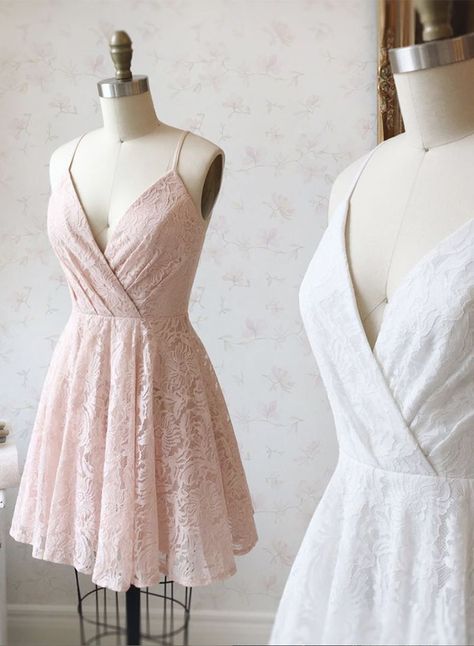 83e8ef518174e1eb6be4a0778d050c9ddesc50985434ri Dresses On Mannequins, Prom Dress Short Lace, Homecoming Dresses Pink, White Lace Short, Pink Lace Shorts, Cute V, White Lace Shorts, Pink Homecoming Dress, Hoco Dress