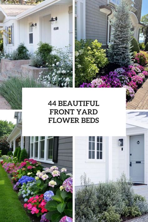 Picture of Beautiful Front Yard Flower Beds Porch Topiary, Large Raised Garden Beds, Topiary Decor, Front Yard Flower Beds, Tree Stump Planter, Small Flower Gardens, Front Porch Flowers, Front Flower Beds, Porch Flowers