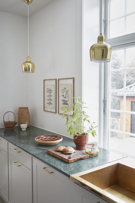 Peek Inside the Beautiful Home of Skagerak Owners - Nordic Design Denmark House, Danish House, Teapot Design, Victorian Tiles, Pink House, Kitchen Marble, Dining Nook, Pink Houses, Diy Desk