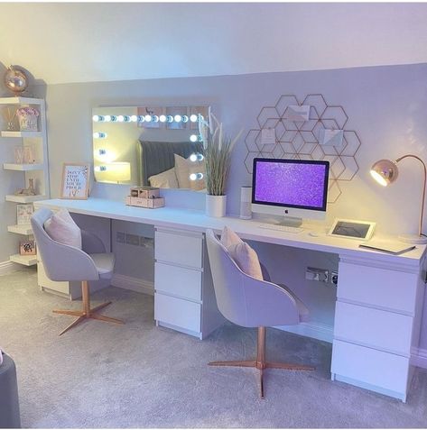 Office And Vanity Room Combo, Office Aesthetic, Room Redesign, Glam Room, Redecorate Bedroom, Room Design Bedroom, Interior Modern, Room Makeover Bedroom, Room Makeover Inspiration