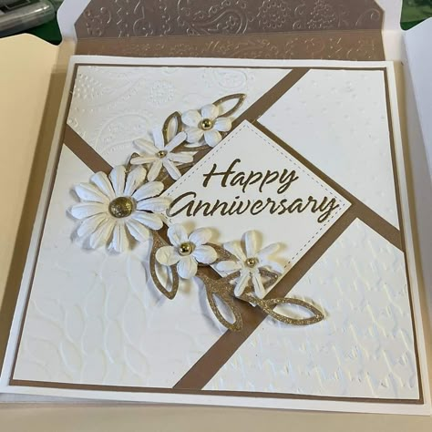 50th Anniversary Card Ideas Handmade, 50 Anniversary Cards Handmade, Stampinup Anniversary Card Ideas, Masculine Anniversary Cards Handmade, Stampin Up 50th Anniversary Cards, 50th Wedding Anniversary Cards Handmade, 60th Anniversary Cards, Stampin Up Anniversary Cards For Couple, 50th Anniversary Card Ideas