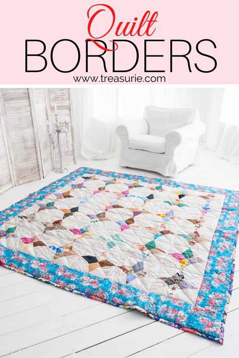 Quilt Borders for Beginners - Best Methods | TREASURIE Borders For Quilts, Quilts With Borders, Quilting Fabric Projects, Sew Quilt, Quilt Borders, Simple Borders, Quilt Border, Quilt Block Tutorial, Textile Crafts