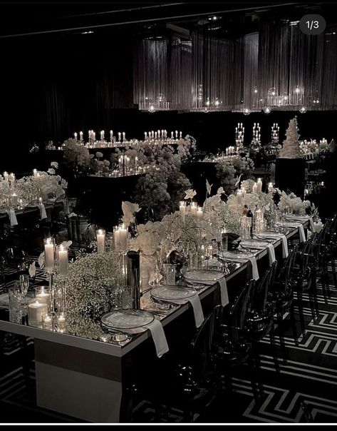 Black Quinceanera Theme, Dark Wedding Theme, Black Wedding Decorations, Swan Wedding, White Weddings Reception, Black And White Wedding Theme, Dream Wedding Decorations, White Wedding Theme, Dream Wedding Venues