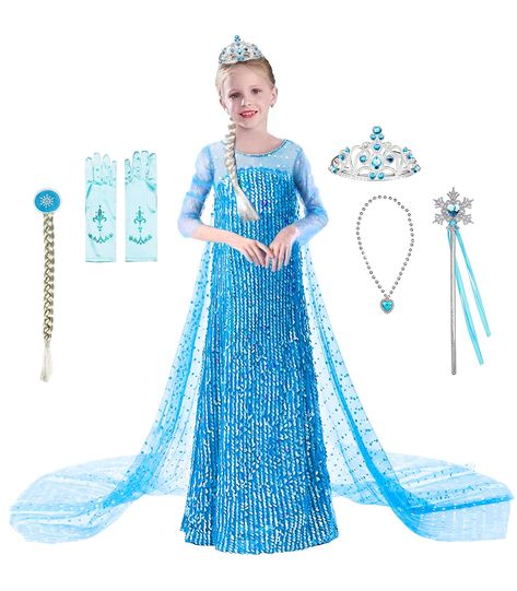 Elsa Kids Costume, Emily Costume, Elsa Dress For Kids, Zoe Land, Elsa Halloween Costume, Princess Dresses For Girls, Elsa Wig, Princess Costume Kids, Toddler Dress Up