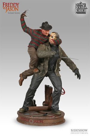 Freddy vs. Jason Scream Scene from Sideshow Toys Jason Vs Freddy, Horror Anime Figurine, Horror Figures, Jason Voorhees Action Figures, Freddy Vs Jason Movie, Jason Voorhees Figure, Freddy Vs Jason, Horror Movie Action Figures, Horror Action Figures