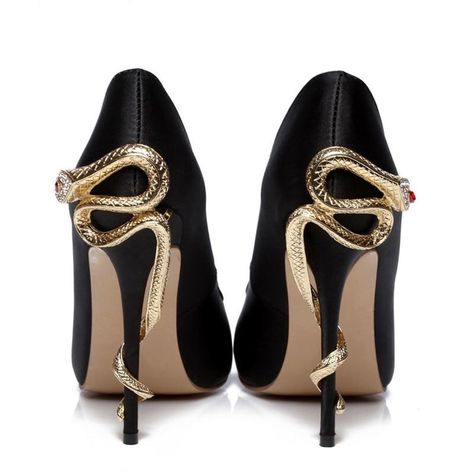 Snake Heels, Stile Hijab, Mode Shoes, Dr Shoes, Giuseppe Zanotti Heels, Looks Black, Gold Snake, Leather High Heels, Pointed Toe Heels