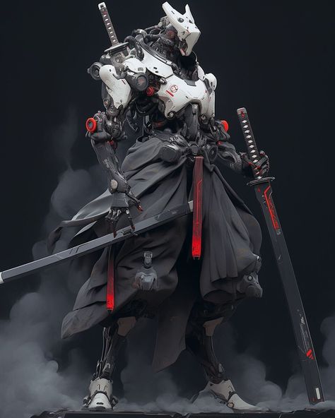 ArtStation - Black and White Mecha Character, Cyberpunk Robot, Futuristic Samurai, Combat Armor, Warrior King, Robot Concept, Arte Cyberpunk, Cyberpunk Character, Samurai Art