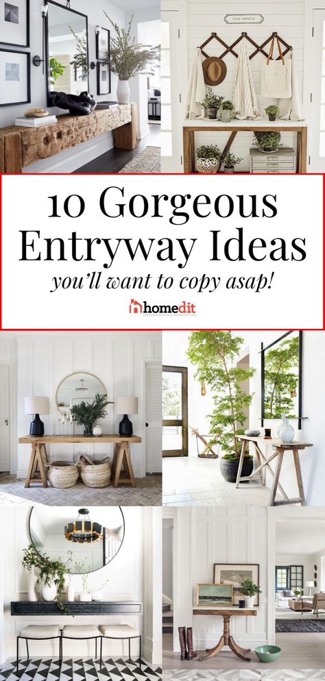 Looking for the perfect entryway décor and entry way table ideas for your front entrance? Whether you’re looking for modern, contemporary, or farmhouse entryway tables, we have the perfect selection for you! Find the perfect front entryway tables for a small space, apartment, narrow entry way, or large foyer. Front Entry Sitting Area, Entrance Furniture Modern, Wide Entryway Ideas, Entryway Chair Ideas, Front Entrance Ideas Interior Entryway, Tiny Entryway Ideas Front Entry, Large Foyer Ideas Entryway, Entry Way Table Ideas, Long Entryway Ideas