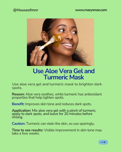 Fade Your Dark Spots with Natural Remedies! 🍋 Dealing with stubborn dark spots can be frustrating, But natural remedies may be the answer you’ve been looking for. Swipe through the carousel to discover how lemon juice and an aloe vera & turmeric mask can help brighten your skin and fade those dark spots naturally. These simple, effective treatments can make a real difference. Have you tried these remedies before? Share your results with us in the comments—we’d love to hear your success ... Turmeric Mask, Improve Skin Tone, Aloe Vera Gel, Have You Tried, Lemon Juice, Dark Spots, You Tried, Carousel, Natural Remedies