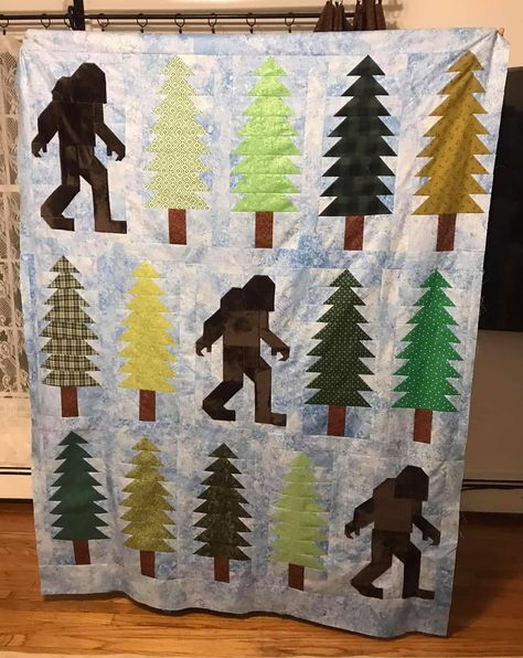 Bigfoot Quilt Pattern, Bigfoot Quilt Free Pattern, Bigfoot Quilt, Camp Quilt, Quilt Free Pattern, Block Pattern, Quilted Pillow, Pattern Blocks, Quilt Pattern