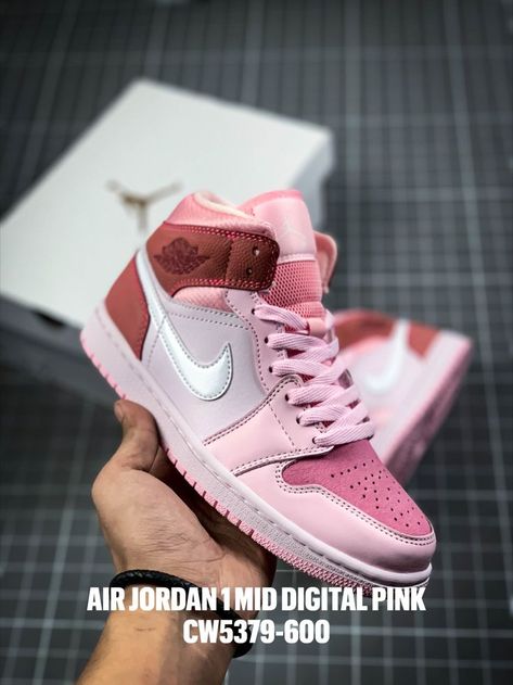 Air Jordan 1 Mid Digital Pink CW5379-600 Jordan 1 Mid Digital Pink, Air Jordan 1 Mid Digital Pink, Air Dior, Jordan Shoes Girls, Air Jordan 1 Mid, Jordan 1 Mid, Air Jordan 1, Nike Air Force Sneaker, Saucony Sneaker