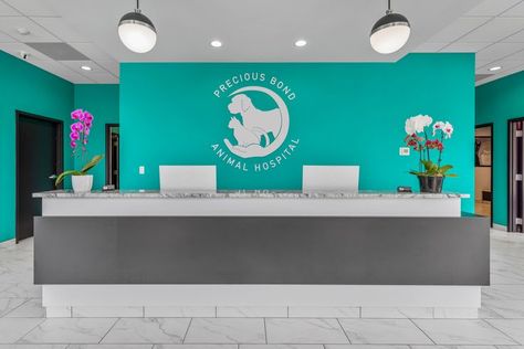 Animal Hospital Reception Desk Veterinary Lobby Reception Areas, Veterinary Clinic Design Receptions, Hospital Reception, Reception Area Design, Lobby Reception, Reception Desk Design, Vet Clinics, Veterinary Clinic, Hospital Design