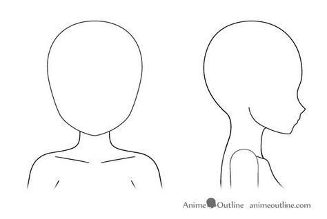 female head | Drawing Manga Style | Pinterest | How To Draw Anime ... Anime Proportions, Shoulders Reference, Drawing Manga Style, Anime Outline, Head Outline, Winky Face, Body Outline, How To Draw Anime, Anime Body