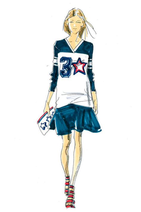 Tommy Hilfiger's collegiate collection has us SO excited for fall fashion and game day style Sporty Fashion Illustration, Excited For Fall, Design Sketchbook, Fashion Design Sketchbook, Fashion Sketch, Sketchbook Inspiration, Teen Vogue, 30th Anniversary, Sporty Chic