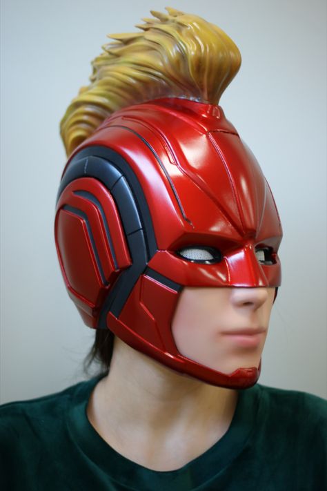 Captain marvel helmet costume armor suit Marvel cosplay Captain Marvel Helmet, Marvel Helmet, Armor Marvel, Armor Suit, Costume Armour, Marvel Cosplay, Suit Of Armor, Costume Hats, Captain Marvel