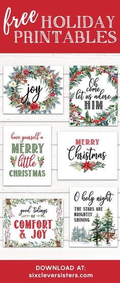 Printable Christmas Signs | Free Printable Christmas Signs | Holiday Printable Signs | Christmas Printables Free | Christmas Printables Free 8x10 | Just download and print these Christmas signs on the Six Clever Sisters blog for an easy way to add extra holiday decor! Free Printable Christmas Signs, Free Holiday Printables, Merry Christmas Banner, Navidad Diy, Holiday Printables, Free Christmas Printables, Mantel Decor, Christmas Banners, Noel Christmas