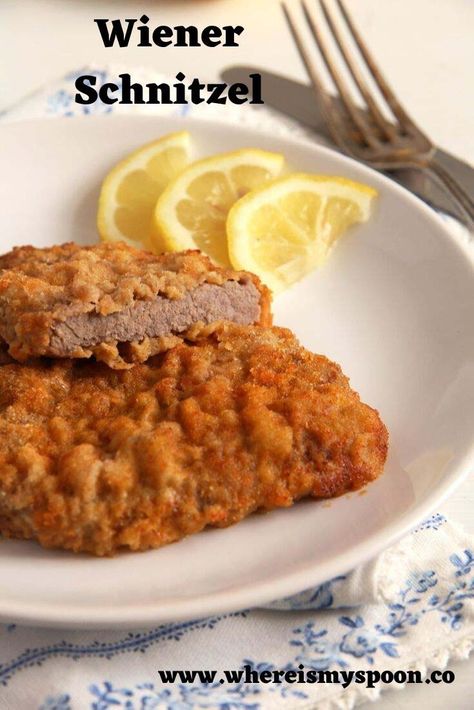 How to make Wiener schnitzel, the famous Austrian veal cutlet schnitzel. #whereismyspoon #wienerschnitzel #austrianschnitzel #vealcutlets #breadedvealcutlets Veal Schnitzel, Veal Chops, Veal Chop, Veal Cutlet, Veal Recipes, Tasty Kitchen, Boneless Pork, Vienna Austria, Real Food Recipes