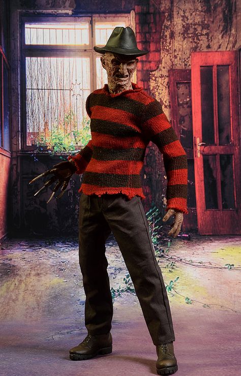 Freddy Krueger Nightmare Elm Street 1/6th scale action figure by Sideshow Freddy Krueger Photoshoot, Freddy Krueger Pictures, Fred Kruger, Nightmare Elm Street, Freddie Kruger, Freddie Krueger, Freddy Krueger Art, Michael Crawford, Robert Englund