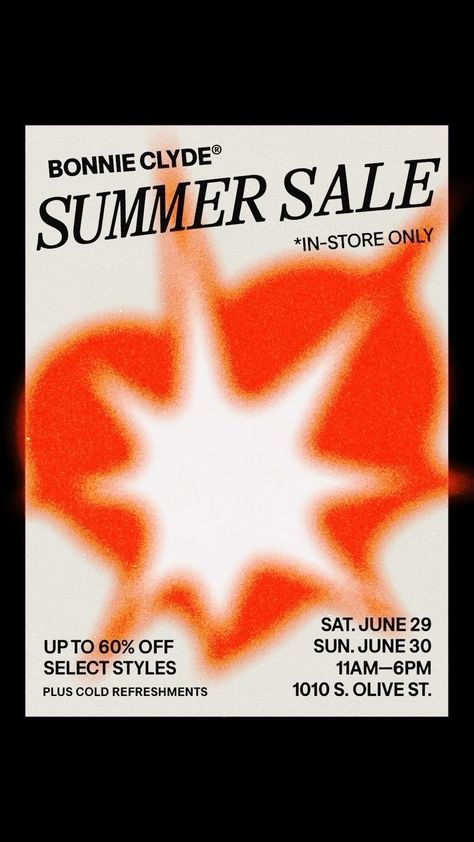 BONNIE | Surprise super summer Bonnie sale this weekend only! We’re discounting a mix of archive and new styles up to 60% off — for in-store Bonnie… | Instagram Store Poster Design, Super Sale Poster, Summer Design Graphic, Poster Design Instagram, Sale Graphic Design, Surprise Poster, Summer Sale Design, Clean Graphic Design, Sales Poster