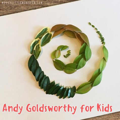 In this Andy Goldsworthy for kids art project, you'll find a fun and hands-on nature activity that kids will love! Spend a sunny afternoon outdoors an Andy Goldsworthy Art For Kids, Famous Artists For Kids, Outdoor Learning Activities, Andy Goldsworthy, Forest School Activities, Artists For Kids, Leaf Crafts, Forest School, Outdoor Activities For Kids