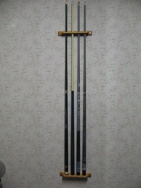 Diy Pool Cue Holder, Pool Cue Storage, Pool Cue Holder, Diy Carpentry, Pool Cue Rack, Pool Table Room, Pool Hall, Cue Rack, Basement Reno