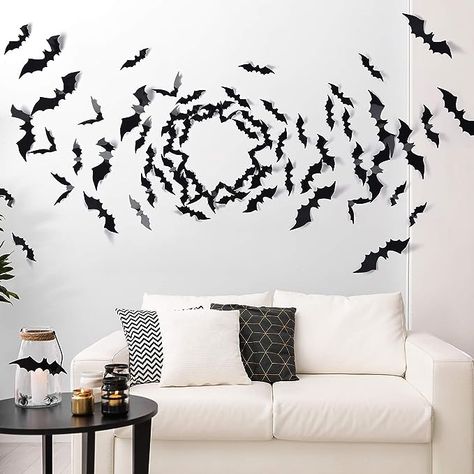 60PCS Halloween Bats Decoration, 4 Different Sizes Realistic PVC Black 3D Scary Bat Sticker for Home Decor DIY Wall Decal Bathroom Indoor Hallowmas Party Supplies Bats Decoration, Bat Sticker, Scary Bat, Bat Decorations, Halloween Photo Booth, Halloween Bat Decorations, Hallowen Ideas, Bat Wall, Diy Wall Decals