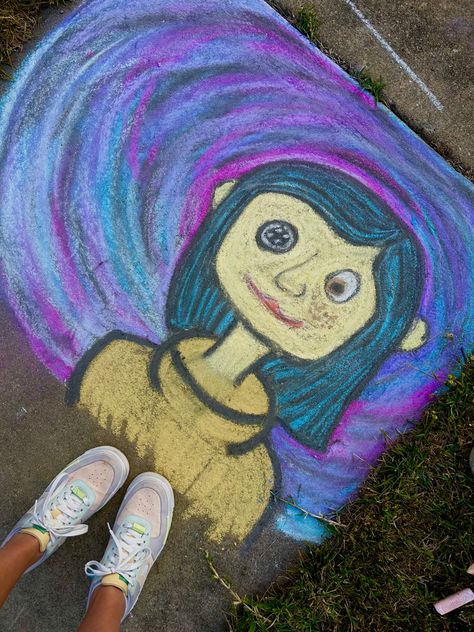 Calk Ideas, Sidewalk Chalk Art, Sidewalk Chalk, Chalk Art, Coraline, Chalk, Quick Saves, Art, Pavement Chalk Art