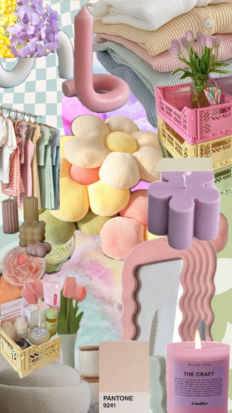 #Pastel #danishpastel #pink Pastel Danish Color Palette, Aesthetic Room Decor Danish Pastel, Boho Danish Pastel Aesthetic, Danish Pastel Bedroom Blankets, Danish Padtel Bedding, Danish Pastel Room Candles, Small Room Inspo, Preppy Rooms, Kawaii Ideas