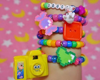 Cute and colorful jewelry phone accessories by h0neySparkleShop Diy Kandi Bracelets, Diy Kandi, Kandi Kid, Kandi Cuff, Kandi Patterns, Kandi Bracelets, Kawaii Jewelry, Perler Beads Designs, Perler Bead Art