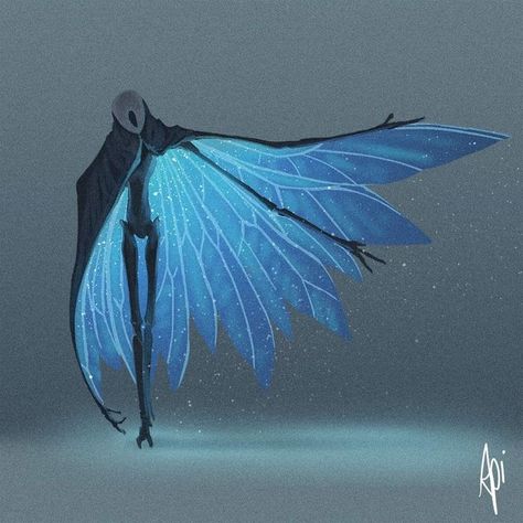 Hollow Knight Wings, Fantasy Creature Design Concept Art, Fey Monster, Alien Art Drawing, Fantasy Creature Concept Art, Alien Creature Concept Art, Monster Creature Design, Creature Design Concept, Cool Mythical Creatures