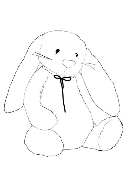 Jellycat Bunny Drawing, Stuffed Rabbit Drawing, Jelly Cat Tattoo, Bunny Plushie Drawing, Stuffed Bunny Drawing, Jellycat Tattoo, Jelly Cat Drawing, Jellycat Drawing, Bunny Sketch