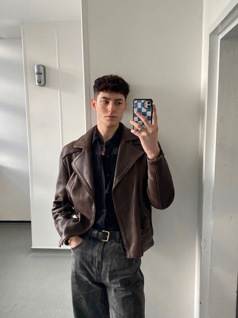 Kpop Fashion Men, Women Leather Jacket, Leather Jacket Outfit Men, Leather Jacket For Men, Men's Street Style, Collection Ideas, Trendy Boy Outfits, Men Stylish Dress, Leather Jacket Style