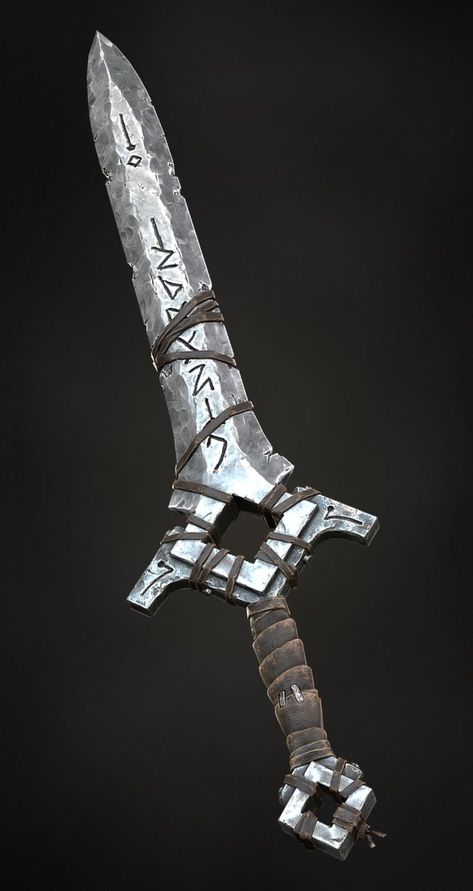 Old rune sword Tactical Swords, Heroic Fantasy, Fantasy Props, 다크 판타지, Marvelous Designer, Cool Swords, Dungeons And Dragons Homebrew, Robot Concept Art, Fantasy Concept Art