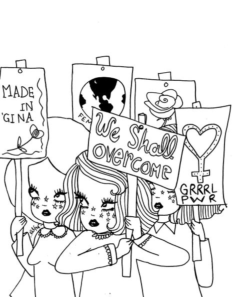 Tumblr Coloring Pages, Feminist Af, Words Coloring Book, Love Coloring Pages, Kitty Coloring, Color Me Happy, Art Hobbies, Paper Animals, Cartoon Coloring Pages