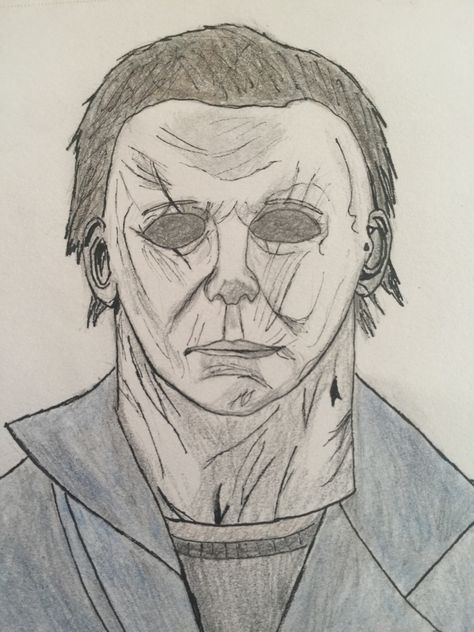 Micheal Myers Drawings Easy, How To Draw Michael Myers, Scary Characters Drawing, Scary Movie Drawings Easy, Michael Myers Drawings, Michael Myers Drawing Easy, Horror Movie Characters Drawing, Michael Myers Sketch, How To Draw Jason