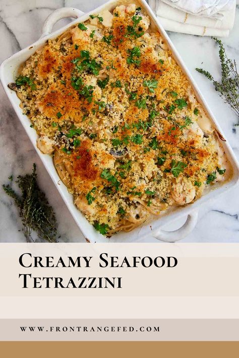 Seafood Tetrazzini Recipes, Shrimp Tetrazzini Recipes, Baked Seafood Pasta, Seafood Pasta Casserole Recipes, Shrimp Tetrazzini, Seafood Tetrazzini, Seafood Casserole Recipes Baked, Baked Seafood Casserole, Seafood Pasta Bake