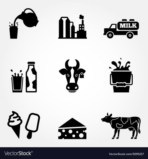 Dairy Illustration, Cheese Vector, Milk Illustration, Milk Icon, Milk Production, Dairy Products, Icon Set Vector, Icon Set, Vector Icons