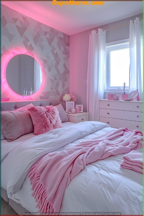 Gray Room With Pink Accent Wall, Pink And Gray Bedroom, Bilik Tidur Mewah, Dream Bedroom Inspiration, Grey Bedroom Decor, Luxury Room Bedroom, Pink Bedroom Decor, Pink Room Decor, Classy Bedroom