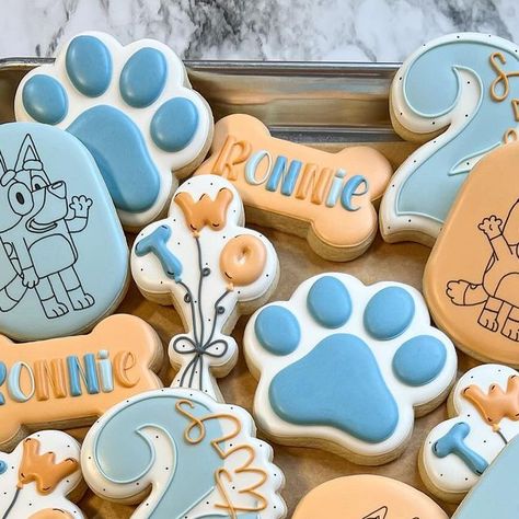 Breanna Deeds on Instagram: "Wackadoo! Ronnie is two!   #customcookies #decoratedcookies #cookiesofinstagram #cookieart #edibleart #blueycookies #2ndbirthdaycookies #blueyparty" Wackadoo Im Two, Second Birthday Ideas, Sugar Cookie Designs, Cookie Art, Edible Art, Custom Cookies, Birthday Cookies, Cookie Designs, 2nd Birthday