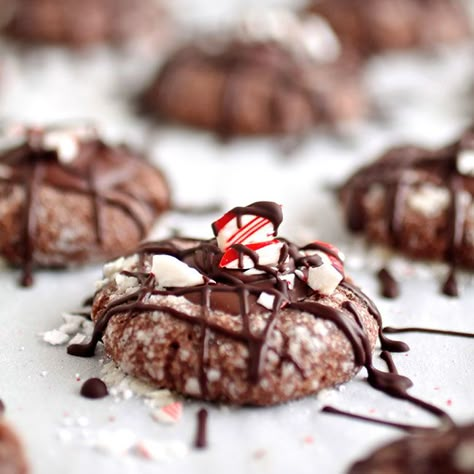 Peppermint Thumbprint Cookies, Brownie Brittle, Chocolate Thumbprint Cookies, Crushed Peppermint, Chocolate Peppermint Cookies, Peppermint Chocolate, Pistachio Cookies, Xmas Treats, Sweet Charity